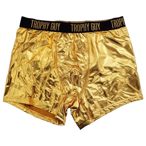 Mens Gold Metallic Foil Trophy Guy Valentines Day Boxer Briefs